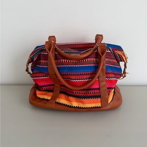 Colorful Striped Canvas Weekender Bag